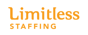 Limitless staffing logo in orange color with no background