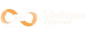 Limitless staffing logo in orange color and no background