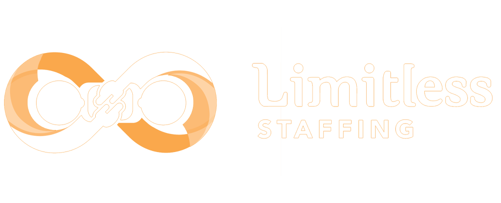 Limitless staffing logo in orange color and no background