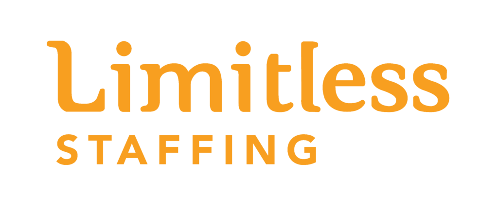 Limitless staffing logo in orange color with no background