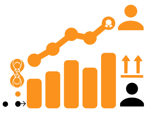 Close up image of a graph with some icons with no background