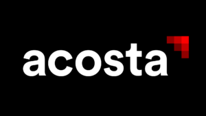 A black and white logo of acosta